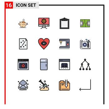 Set of 16 Modern UI Icons Symbols Signs for plan business buffer soccer field Editable Creative Vector Design Elements