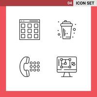 User Interface Pack of 4 Basic Filledline Flat Colors of communication apps user drink dial Editable Vector Design Elements