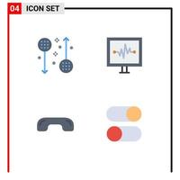 Pack of 4 Modern Flat Icons Signs and Symbols for Web Print Media such as disease decline health lifeline hang up Editable Vector Design Elements