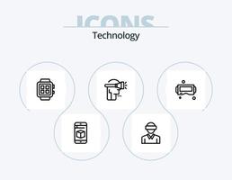 Technology Line Icon Pack 5 Icon Design. smart. electronic. reality. presentation. hologram vector