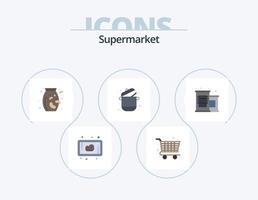 paquete de iconos planos de supermercado 5 diseño de iconos. . supermercado. vegetal. comida enlatada. maceta vector
