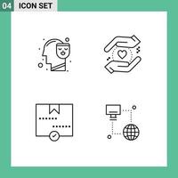 Universal Icon Symbols Group of 4 Modern Filledline Flat Colors of human delivery face love parcel Editable Vector Design Elements