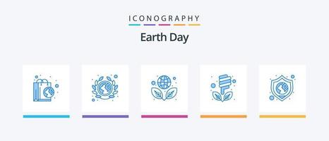 paquete de iconos azul 5 del día de la tierra que incluye protección. ecológico. sociedad. ecológico verde. diseño de iconos creativos vector