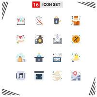conjunto de 16 iconos de interfaz de usuario modernos símbolos signos para la profesión de cuidado palo detective agua paquete editable de elementos de diseño de vectores creativos