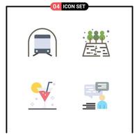 conjunto de pictogramas de 4 iconos planos simples de transporte de bebidas de metro bebida de jardín elementos de diseño de vectores editables