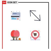 Mobile Interface Flat Icon Set of 4 Pictograms of credit equipment payment scale ping Editable Vector Design Elements