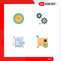 Flat Icon Pack of 4 Universal Symbols of time file timmer creative card Editable Vector Design Elements