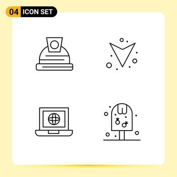 Set of 4 Vector Filledline Flat Colors on Grid for architecture internet arrow laptop pop Editable Vector Design Elements