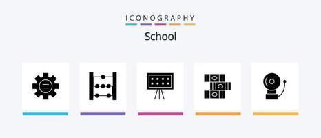 School Glyph 5 Icon Pack Including . bell. board. alarm. education. Creative Icons Design vector