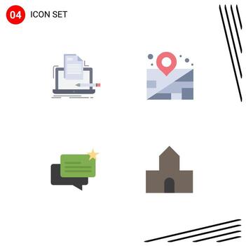 grupo de 4 iconos planos modernos establecidos para la lista de comercio electrónico del codificador elementos de diseño vectorial editables de la tienda de negocios vector