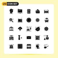 Set of 25 Modern UI Icons Symbols Signs for letter message remote mail evacuate Editable Vector Design Elements