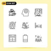 Modern Set of 9 Outlines Pictograph of person map update location sync Editable Vector Design Elements