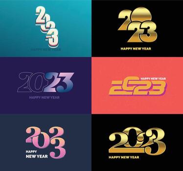 Big Set of 2023 Happy New Year logo text design 2023 number design template vector