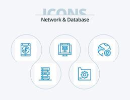 Network And Database Blue Icon Pack 5 Icon Design. database. cloud. document. data vector