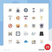 User Interface Pack of 25 Basic Flat Colors of business video browser play gear Editable Vector Design Elements