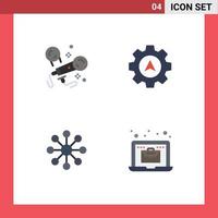 Pictogram Set of 4 Simple Flat Icons of karaoke share singing gear laptop Editable Vector Design Elements