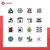 paquete de iconos de vectores de stock de 16 signos y símbolos de línea para la justicia legal pin gdpr deshabilitar elementos de diseño de vectores creativos editables