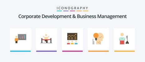 Corporate Development And Business Management Flat 5 Icon Pack Including graph. chart. leader. business. team. Creative Icons Design vector