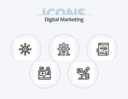 Digital Marketing Line Icon Pack 5 Icon Design. group. network. research. report. article
