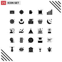 Mobile Interface Solid Glyph Set of 25 Pictograms of tools graphic target design cold Editable Vector Design Elements