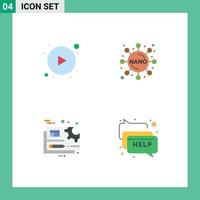 Modern Set of 4 Flat Icons and symbols such as arrows setting chemistry document chat Editable Vector Design Elements