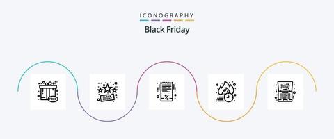 Black Friday Line 5 Icon Pack Including friday. hot. bill. discount. free delivery vector