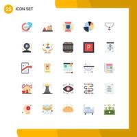 25 User Interface Flat Color Pack of modern Signs and Symbols of finance analytics illumination analysis softbox Editable Vector Design Elements