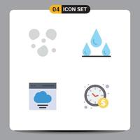paquete de 4 iconos planos creativos de usuario de granizo gotas gestión del tiempo en la nube elementos de diseño vectorial editables vector
