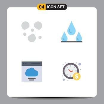Pack of 4 creative Flat Icons of hail user drops cloud time management Editable Vector Design Elements