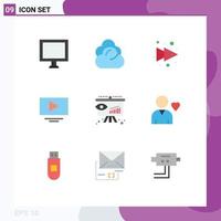 Group of 9 Modern Flat Colors Set for favorite insight forward consumer youtube Editable Vector Design Elements