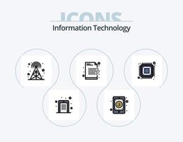 Information Technology Line Filled Icon Pack 5 Icon Design. encrypted. code. network. system. fan vector