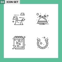 Mobile Interface Line Set of 4 Pictograms of damage heart environment notification notes Editable Vector Design Elements