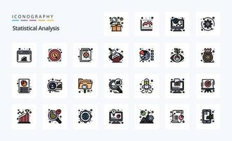 25 Statistical Analysis Line Filled Style icon pack