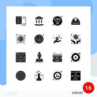 16 Solid Glyph concept for Websites Mobile and Apps aim empty seo document box Editable Vector Design Elements