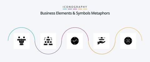 paquete de iconos de glifo 5 de metáforas de símbolos y elementos de negocios que incluye . Eliminar. mesero. cruzar. cena vector