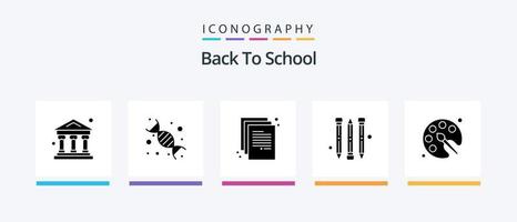 Back To School Glyph 5 Icon Pack Including education. color. back to school. back to school. pencil. Creative Icons Design vector