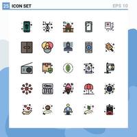 paquete de 25 modernos signos y símbolos de colores planos de línea rellena para medios de impresión web, como elementos de diseño de vectores editables para teléfonos inteligentes Android de construcción de iphone de fotos