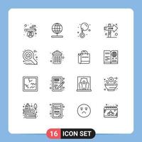 User Interface Pack of 16 Basic Outlines of explore property earrings apartment job direction Editable Vector Design Elements