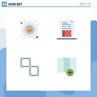 Set of 4 Commercial Flat Icons pack for bean invoice drink data connection Editable Vector Design Elements