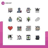 Universal Icon Symbols Group of 16 Modern Flat Color Filled Lines of service hotel lock bellboy shower Editable Creative Vector Design Elements