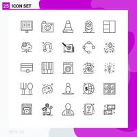 Modern Set of 25 Lines and symbols such as setting wireframe picture grid baby Editable Vector Design Elements