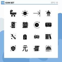 Set of 16 Modern UI Icons Symbols Signs for mobile desert news cupcake finish Editable Vector Design Elements
