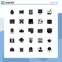 Universal Icon Symbols Group of 25 Modern Solid Glyphs of hand business sheet sale marketing Editable Vector Design Elements