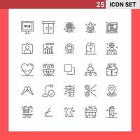 paquete de línea de vector editable de 25 líneas simples de javascript alarma hogar notificar campana elementos de diseño de vector editable
