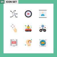 Set of 9 Vector Flat Colors on Grid for antenna gestures human up picture Editable Vector Design Elements