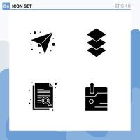 Set of Vector Solid Glyphs on Grid for message research send stack business Editable Vector Design Elements