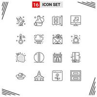 Universal Icon Symbols Group of 16 Modern Outlines of iot video disease multimedia audio Editable Vector Design Elements