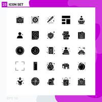 Modern Set of 25 Solid Glyphs and symbols such as business layout cutter image collage Editable Vector Design Elements