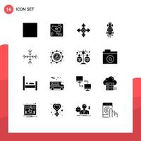 16 Universal Solid Glyphs Set for Web and Mobile Applications speed game world formula navigation Editable Vector Design Elements