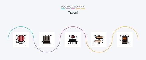 paquete de iconos planos llenos de línea de viaje 5 que incluye viajes. mapa. viajar. localización. Sombrilla vector
